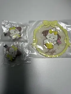 mikko characters スフレ フロッキーヘアクリップ2個＋コースター