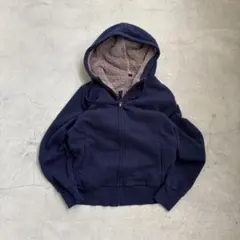 00s OLD UNIQLO ジップパーカー ボア y2k 短丈 紺 肉厚