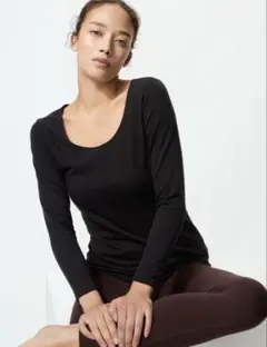 ユニクロ２枚セット　極暖ヒートテックコットンUネックT/8分袖