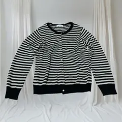 【即日配送】grove グローブ　ボーダー　カーディガン Lサイズ　黒✖︎ベージュ