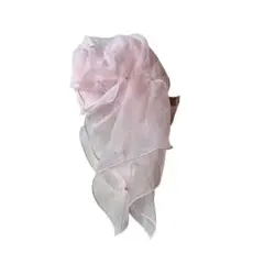 薄いピンク シフォン フリルストール ビジュー付き