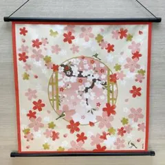 桜タペストリー【舞桜と鶯】軸付き 桜壁飾り お花見 4月壁飾り 春爛漫 新品