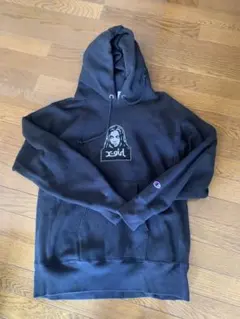 x-girl フロントプリント スウェットパーカー 黒