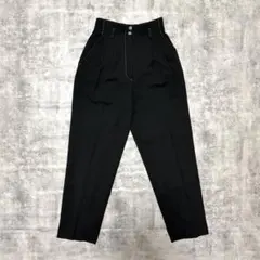 Claude Lema 黒 スラックス ハイウエスト 白ステッチ 2連ボタン