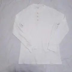 薄手長袖シャツ ワッフルニット ヘンリーネック メンズ ホワイト S