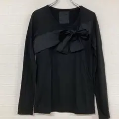 676 Pinceau リボン付きブラック長袖トップス サイズ6