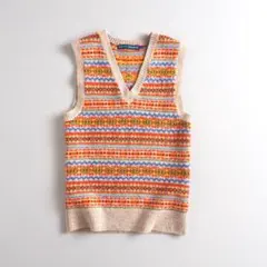 ラルフローレン　カシミア混合　ベスト　ニット　フェアアイル柄　美品