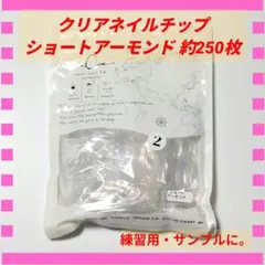 クリアネイルチップ ショートアーモンド 約250枚 ネイルアート練習用 サンプル