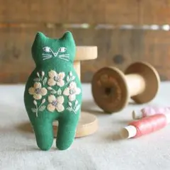 nekogao 刺繍キット ブローチ 花柄 グリーン　1ケ