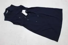 【新品】S　紺　ユニクロ　JWANDERSON　リネンブレンドラペルワンピース