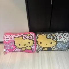 サンリオ　ハローキティ　もちもちクッション　ヒョウ柄　ピンク　茶　2点