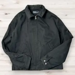 【美品】ラルフローレン スイングトップ M 黒 襟裏チェック ネイビーポニー