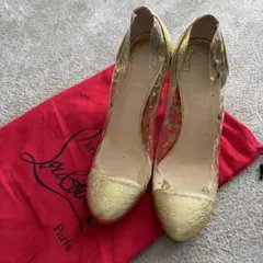 Christian Louboutin クリアパンプス ゴールド　37