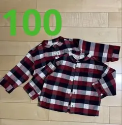 キッズ 長袖シャツ 100cm チェック柄 2枚セット　無印良品