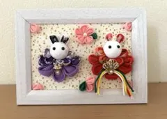 ひな祭り　雛人形　フレーム　つまみ細工　うさぎ