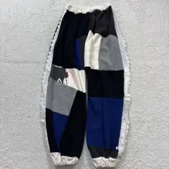 古着リメイク パッチワークスウェットパンツ　レース　ウエストゴム