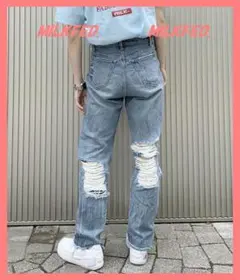 ☆ミルクフェド☆超美品☆色落ち◎♪完売クラッシュダメージデニムM☆のサムネイル