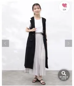 Chez toi シェトワ　ウエストドロストリネンタッチジレコート　ブラックのサムネイル