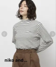 【ニコアンド】ウォームジンジャーハイネックプルオーバー　ボーダーカットソー