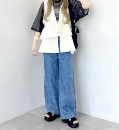 LEPSIM＊レプシィム【ゆきは企画】ギャザー2WAYベスト＊ブラック