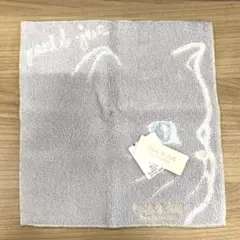 ◾️ 新品未使用　PAUL & JOE グレー刺繍タオルハンカチ　猫　ねこ　ネコ