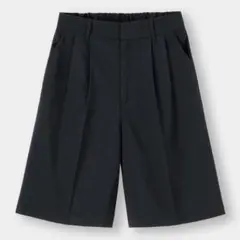 【値下げ不可】GU センタープレスバミューダパンツ　ブラック