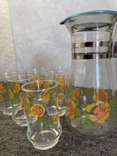 アデリア　ピッチャーとグラスセット　花柄　薔薇　ローズ　レトロ　水差し　未使用