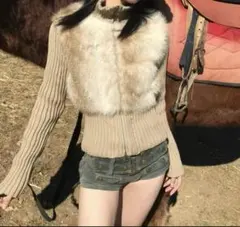 ファーショートジャケット ベージュ