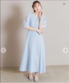 リリアンカラット　カットツイードワンピース　水色 サイズ2