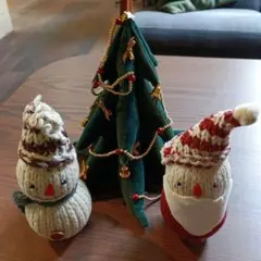 クリスマスツリーセット　サンタクロース置物　雪だるま置物