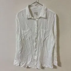 【TALBOTS】海外古着100%ビスコース レーヨンシャツ XL 白 ゆるだぼのサムネイル