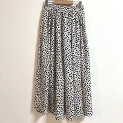 イング　INGNIレオパード柄フレアロングスカート　春服　ウエストゴム　裏地