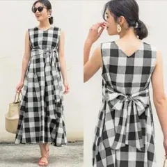 ノースリーブチェック柄ロングワンピース　コカ　しまむらZARAグレイル