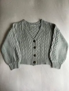 Wcloset ブルー　ケーブル編み カーディガン