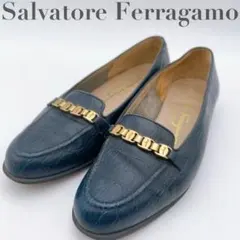 Ferragamo フェラガモ チェーン ローファー クロコ 23.5cm