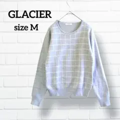 グラシア チェック柄 パール付きニット グレー きれいめカジュアル ME023