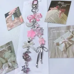 ピンク ビーズキーホルダー/ストラップ y2k 韓国 コレクトブック 平成 1点