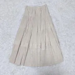 【極美品】ビアズリー プリーツティアードスカート アイボリー L 洗える