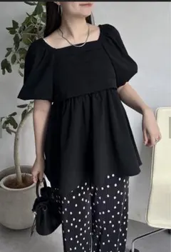 プロズヴェール　ぺプラムブラウス　黒のサムネイル
