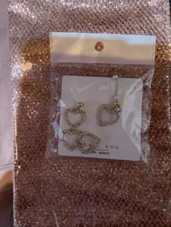 ハート型ストーンピアス パールネックレス 新品