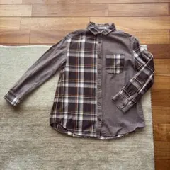 Z of Zampa Organicチェック切替えシャツ　ザンパ 茶￥7800