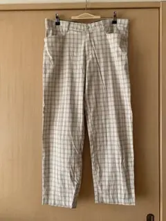 アディダスゴルフオリジナルス　チェックワイドパンツ　ベージュ　32×30