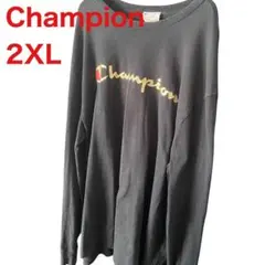 Champion チャンピオン　ロゴ入り黒長袖カットソー