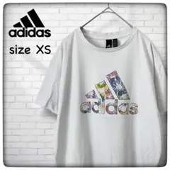 アディダス 花柄ロゴ Tシャツ XS 【古着】