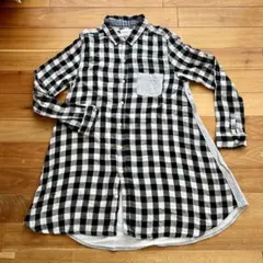 【branch et pot 】ロングシャツ ブロックチェック ガーゼ