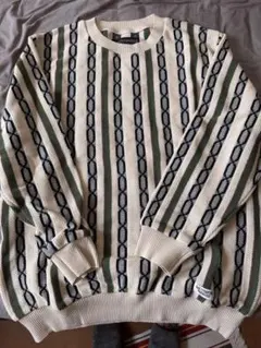 WACKO MARIA XL クルーネック　サマーニット　アイボリー/グリーン