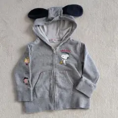 【familiaファミリア】SNOOPY スヌーピー 耳付きフードパーカー90