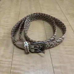 レザー編み込みベルト 白と茶色