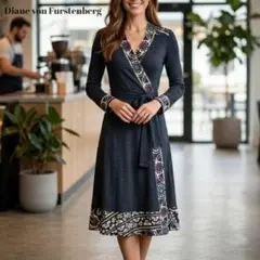 9美品DIANE von FURSTENBERGカシュクールラップワンピース黒M