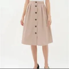 GUフロントボタンフレアスカートMサイズベージュのサムネイル